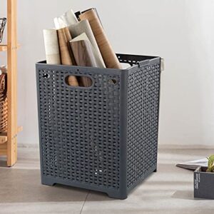 Nicesh 1-Pack Plastic Collapsible Laundry Hamper, Foldable Laundry Storage Baskets, Gray