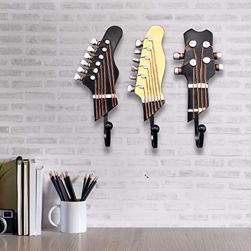 MAIPAY Gifts for Music Lovers, Guitar Music Decor, Music Decorations for Home, Decorative Hooks for Wall Hanging Clothes Coats Towels Keys Hats, Wall Mounted Heavy Duty (3-Pack)