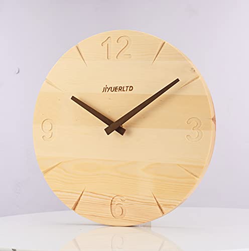 JIYUERLTD Modern Solid Wood Clock - 12“ Silent Wall Clock,Decorative Clock for Bedroom, Living Room, Kitchen, Office and Hotel