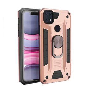 Tznzxm Case for ZTE ZMax 10 /ZTE Z6250, Military Grade [Impact Resistant][Defender][Metal Ring Grip][Magnetic Car Mount] Kickstand Protective Shockproof Case for Consumer Cellular ZMax 10 Rose Gold