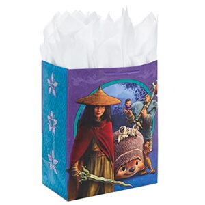 hallmark 13" large gift bag with tissue paper (disney raya and the last dragon) for kids, birthdays, christmas