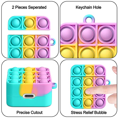 ELOVEN Protective Case with Keychain Compatible with Airpods Charging Case Soft Silicone Cover for Girl Women Flexible Skin Airpods Accessories Full Coverd Case for Airpods 1/2 Color02