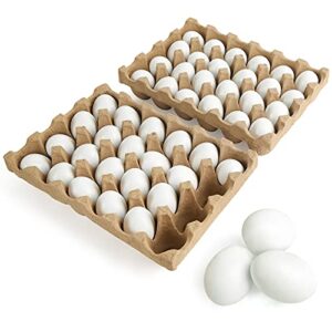 sallyfashion 48 pcs white wooden eggs fake eggs easter eggs for children diy game,kitchen craft adornment,toy foods