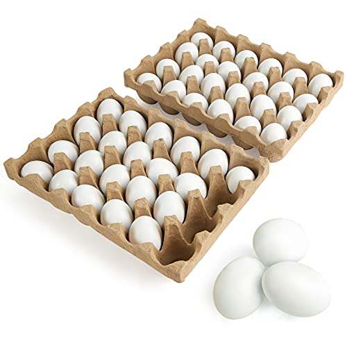 SallyFashion 48 Pcs White Wooden Eggs Fake Eggs Easter Eggs for Children DIY Game,Kitchen Craft Adornment,Toy Foods