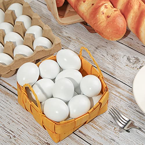 SallyFashion 48 Pcs White Wooden Eggs Fake Eggs Easter Eggs for Children DIY Game,Kitchen Craft Adornment,Toy Foods