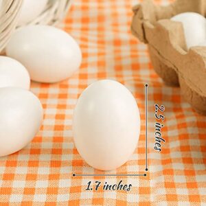 SallyFashion 48 Pcs White Wooden Eggs Fake Eggs Easter Eggs for Children DIY Game,Kitchen Craft Adornment,Toy Foods