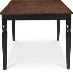 Finch Provence Farmhouse Table, Two-Toned Wood with Turned Legs, Traditional Rustic Furniture Decor for Kitchen or Dining Room, 60" Inch Tabletop, Black