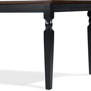 Finch Provence Farmhouse Table, Two-Toned Wood with Turned Legs, Traditional Rustic Furniture Decor for Kitchen or Dining Room, 60" Inch Tabletop, Black