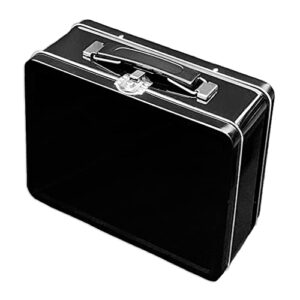 do it yourself diy medium black lunch box tin for storage, crafts and scrapbook fun activities