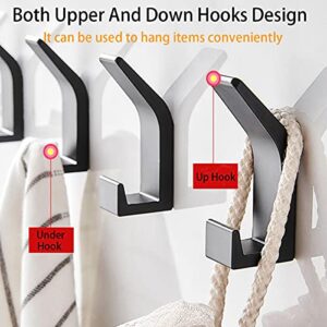 5 Packs Wall Towel Hooks, Veriya Adhesive Door Hooks Hanger, Heavy Duty Stick on Wall Hooks for Hanging Robe Coat Towel Keys Bags, Bathroom Toilet Kitchen Office, No Drill Glue Needed (Black)