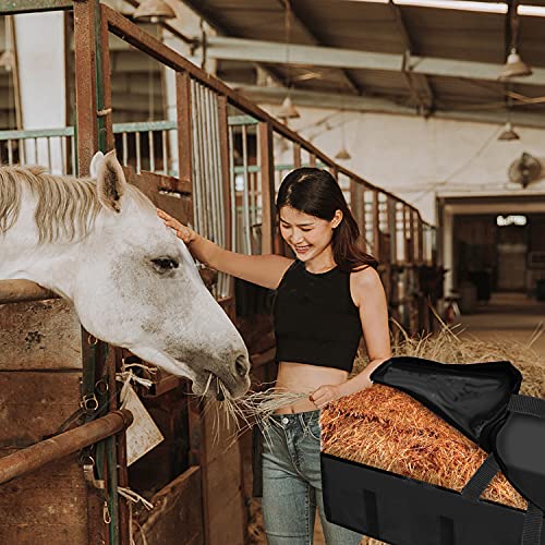 Yuar butee Extra Large Hay Bag Hay Bale Carry Bags for Horse,Goats,Cows,Trailer and Others Livestock (Black)