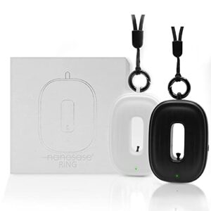 nanosase ring personal air purifier necklace mini ionic wearable for kids, adults, healthy negative ion therapy, filterless mobile air ionizer by igozen. (white + black, 2 pack)
