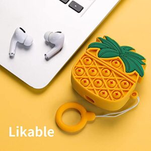 La Case, Cute Pineapple Fidget Pop Airpods Pro Case 3D Funny Cover for Women Girls or Boys (Orange)