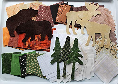 Autumn Table Runner Wall Hanging Kit - Fabric Charm Packs - 2.5-Inch Precut Fabric - Quilt Fabric - 100% Quilting Cotton - Quilting Fabrics - Cabin - Bear - Moose