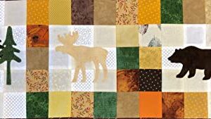 Autumn Table Runner Wall Hanging Kit - Fabric Charm Packs - 2.5-Inch Precut Fabric - Quilt Fabric - 100% Quilting Cotton - Quilting Fabrics - Cabin - Bear - Moose