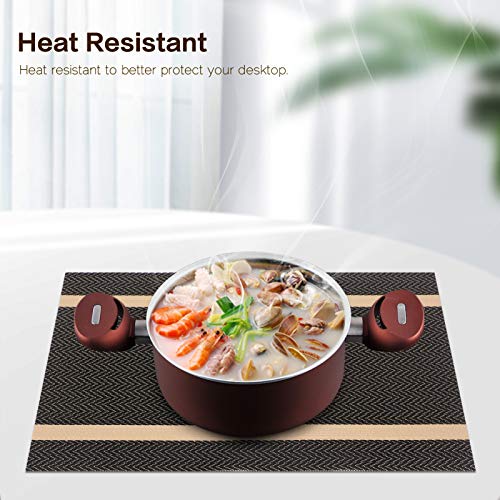 WWW Heat-Resistant Placemats, Set of 4,Stain Resistant Washable PVC Table Mats,Kitchen Table mats for Dining Kitchen Table Black