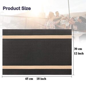 WWW Heat-Resistant Placemats, Set of 4,Stain Resistant Washable PVC Table Mats,Kitchen Table mats for Dining Kitchen Table Black