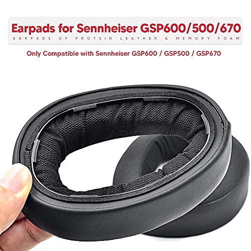 GSP 600 Ear Pads, Replacement Protein Leather Memory Foam Headphone Earpads Ear Cushion Pad for Sennheiser GSP 670 GSP 500 GSP 600 Gaming Headset