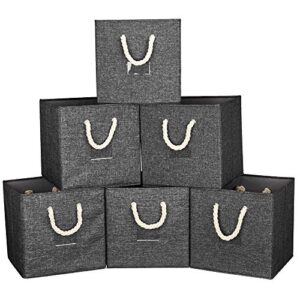 13 inch storage boxes fabric cube storage bins foldable storage basket grey storage cube inserts with handles collapsible orgnizing bins for storage cubes organizer,package of 6, q-st-56-6