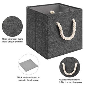 13 Inch Storage Boxes Fabric Cube Storage Bins Foldable Storage Basket Grey Storage Cube Inserts with Handles Collapsible Orgnizing Bins for Storage Cubes Organizer,Package of 6, Q-ST-56-6