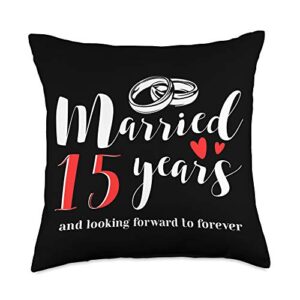 husband groom wife bride celebrate couple gift 15 years married wedding anniversary family marriage throw pillow, 18x18, multicolor