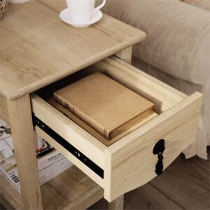 Sauder Adaline Cafe Wood Side Table with Drawer in Orchard Oak, Orchard Oak Finish