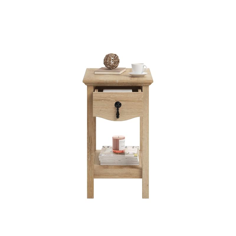 Sauder Adaline Cafe Wood Side Table with Drawer in Orchard Oak, Orchard Oak Finish