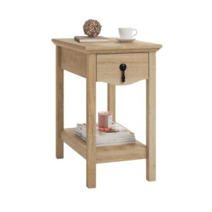 Sauder Adaline Cafe Wood Side Table with Drawer in Orchard Oak, Orchard Oak Finish