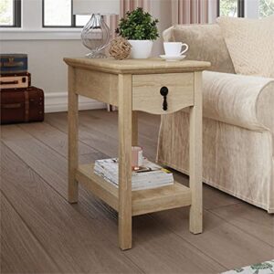 Sauder Adaline Cafe Wood Side Table with Drawer in Orchard Oak, Orchard Oak Finish