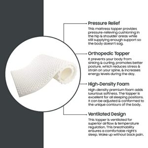 Nutan 1-inch Convoluted Egg Shell Design Mattress Topper | Orthopedic Support for Better Sleeping, Breathable and Soft Bed Toppers for Back Pain and Maintaining Proper Posture, Twin, White