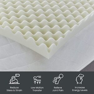 Nutan 1-inch Convoluted Egg Shell Design Mattress Topper | Orthopedic Support for Better Sleeping, Breathable and Soft Bed Toppers for Back Pain and Maintaining Proper Posture, Twin, White