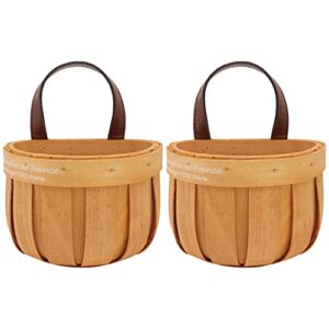 amosfun flower girl baskets 2pcs wall hanging storage baskets japanese- style woodchip flower basket planter pot sundries organizer container for home living room outdoor picnic kids storage basket