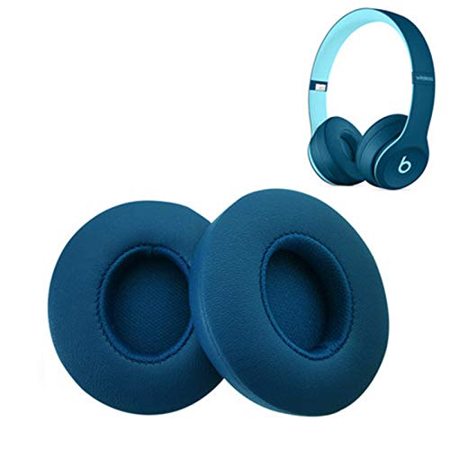 Solo 3 Earpads Replacement Ear Pads Protein PU Leather Ear Cushion Compatible with Beats by Dr. Dre Solo 2.0 Solo3 Wireless On-Ear Headphones (Aqua Blue)