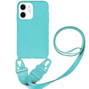 UnnFiko Silicone Case Compatible with iPhone Xs Max, Adjustable Crossbody Necklace, Lanyard Neck Strap Protective Case Cover (Ice Blue, iPhone Xs Max)