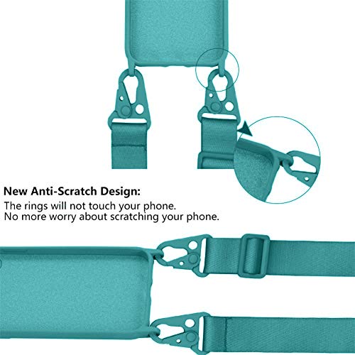 UnnFiko Silicone Case Compatible with iPhone Xs Max, Adjustable Crossbody Necklace, Lanyard Neck Strap Protective Case Cover (Ice Blue, iPhone Xs Max)