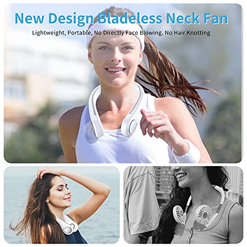 SmartDevil Portable Neck Fan, Hands Free Bladeless Neck Fan, Rechargeable Wearable Personal Neck Fan, 360° Cooling Hanging Neck Fan, 3 Speeds, 48 Air Outlet, for Travel, Sports, Outdoor (White)
