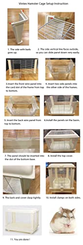 VINTEX Large Hamster Cages,Small Animal Habitat for Large Siberian Hamster, Gerbils, Little Rabbits, Includes 5 Pack Hamster Toys and Habitat Accessories, Measures 24" L x 14" W x 17" H (Black Cage)