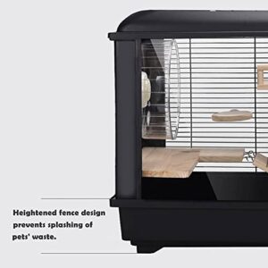 VINTEX Large Hamster Cages,Small Animal Habitat for Large Siberian Hamster, Gerbils, Little Rabbits, Includes 5 Pack Hamster Toys and Habitat Accessories, Measures 24" L x 14" W x 17" H (Black Cage)