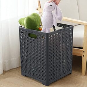 Kekow 1-Pack 42 L Plastic Collapsible Laundry Basket, Gray Folding Laundry Hamper