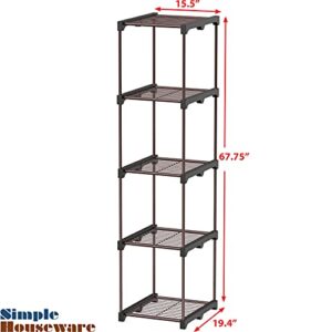 Simple Houseware Storage Shelves Multipurpose 5-Tier Freestanding Closet Organizer Kitchen Tower Rack, Bronze