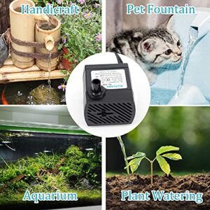 ALLYLANG Mini Aquarium pump, super quiet submersible pump (95GPH4W) for aquarium tanks, water gardens, hydroponic systems, desktop fountains and pet fountains