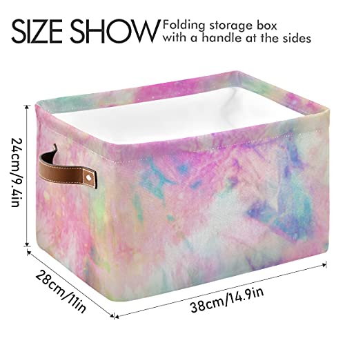 ODAWA Colourful Tie Dye Large Collapsible Cube Storage Bins - Folding Toy Canvas Storage Baskets for Closet, Cubby Decorative Organizers Box Set of 2