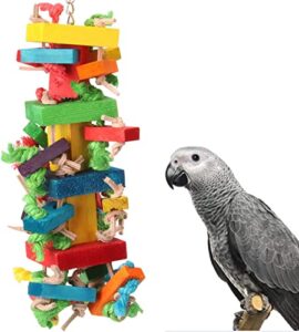 gatmahe chewing toys for small bird canaries, parrotlets, parakeets, budgies, cockatiels, conures, finches wooden block toys for climbing, chewing, unraveling and preening (size-s)