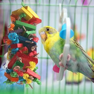 GATMAHE Chewing Toys for Small Bird Canaries, Parrotlets, Parakeets, Budgies, Cockatiels, Conures, Finches Wooden Block Toys for Climbing, Chewing, Unraveling and Preening (Size-S)