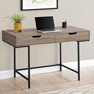 Monarch Specialties 7555 Computer Desk, Home Office, Laptop, Storage Drawers, 48" L, Work, Metal, Laminate, Brown, Contemporary, Modern Desk-48, 47.25"L x 23.75"W x 30"H, Dark Taupe Wood-Look/Black