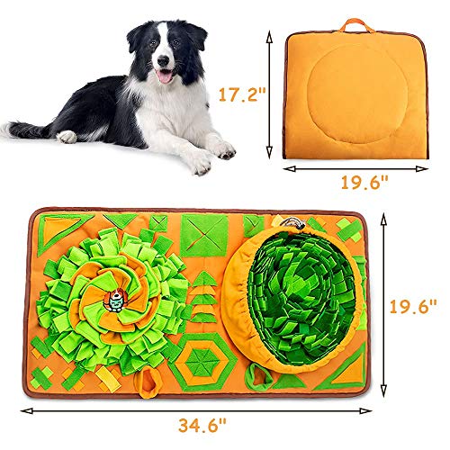 AWOOF Snuffle Mat for Dogs, 34.6" x 19.6" Dog Feeding Mat, Sniff Mat Interactive Dog Puzzle Toys, Enrichment Nosework Feed Games for Stress Relief and Slow Eating Encourages Natural Foraging Skills