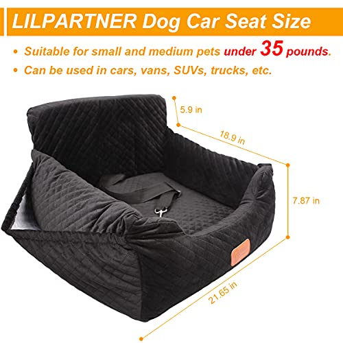 Tomyanner Dog Car Seat Pet Booster Seat with Pocket for Small and Medium Dogs Under 35 lbs Travel Safety,Non-Slip Base and Thickened Sponge Pad, can be Disassembled and Easy to Clean(Black)