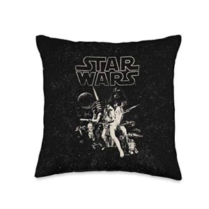 star wars group shot distressed logo throw pillow