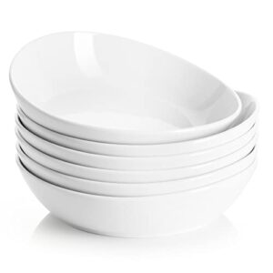 sweese 135.001 porcelain salad pasta bowls - 28 ounce - set of 6, white