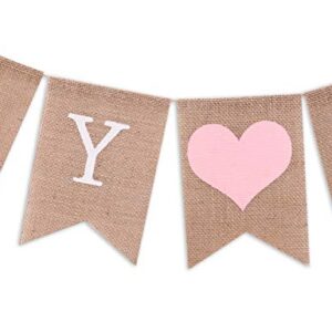 Sweet Baby Girl Burlap Banner - Sweet Baby Boy Shower Decorations, Rustic Baby Shower Decorations, Photo Decoration Props (Sweet Baby Girl Pink)